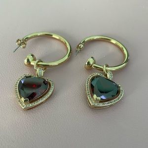 Vanessa Mooney Ruby Heart Hoop Earrings